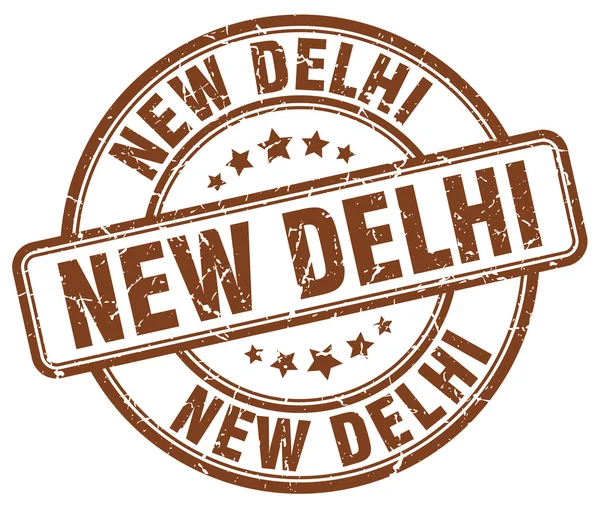 New Delhi brown grunge round vintage rubber stamp.New Delhi stamp.New Delhi round stamp.New Delhi grunge stamp.New Delhi.New Delhi vintage stamp. — Stock Vector