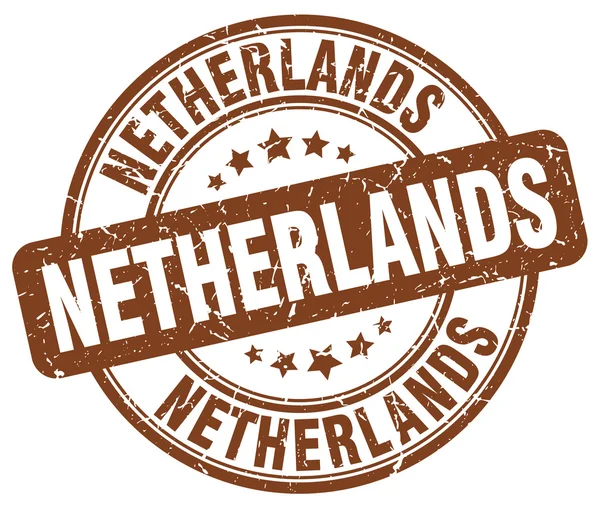 Netherlands brown grunge round vintage rubber stamp.Netherlands stamp.Netherlands round stamp.Netherlands grunge stamp.Netherlands.Netherlands vintage stamp. — Stock Vector