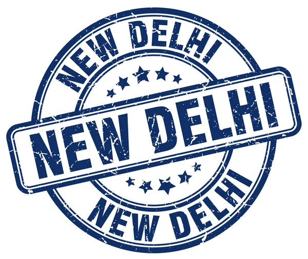 New Delhi blauwe grunge ronde Vintage rubber stempel. Stempel van New Delhi. New Delhi ronde stempel. New Delhi grunge stempel. New Delhi. Vintage stempel van New Delhi. — Stockvector