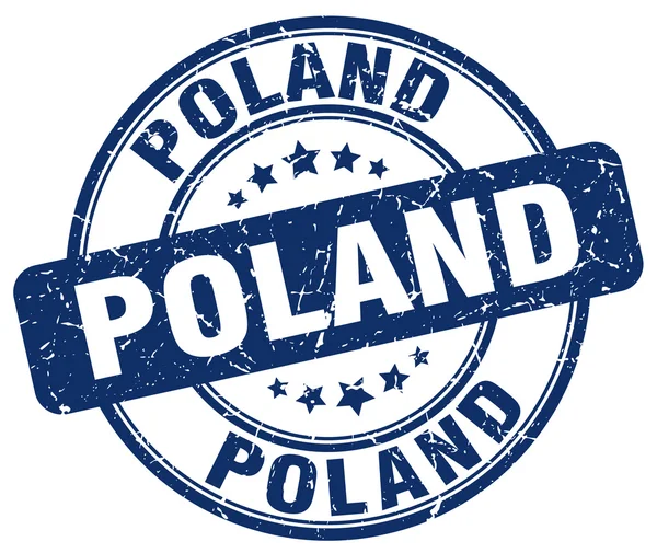 Polônia azul grunge redonda carimbo de borracha vintage Polônia stamp.Poland redonda stamp.Poland grunge stamp.Poland.Poland carimbo do vintage . —  Vetores de Stock