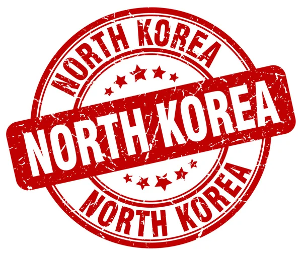 North Korea red grunge round vintage rubber stamp.North Korea stamp.North Korea round stamp.North Korea grunge stamp.North Korea.North Korea vintage stamp. — Stock Vector