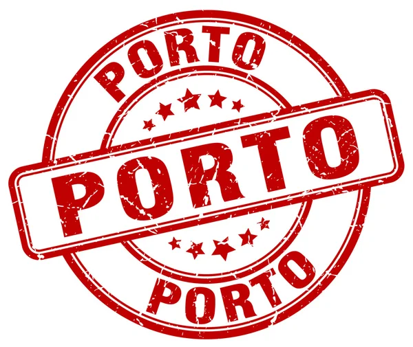 Πόρτο κόκκινο γκραντζ γύρο vintage καουτσούκ σφραγίδα. Η σφραγίδα του Πόρτο. Στρογγυλό γραμματόσημο Πόρτο. Το Πόρτο γκραντζ γραμματόσημο. Porto. Porto vintage σφραγίδα. — Διανυσματικό Αρχείο