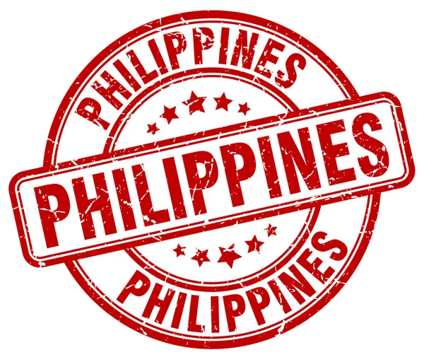 Na Filipínách je červené razítko s gumovým razítkem. Značka Filipín. Kulaté razítko Filipín. Filipínské razítko. Filipínské razítko. — Stockový vektor