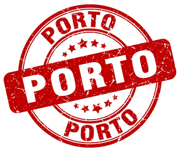 Πόρτο κόκκινο γκραντζ γύρο vintage καουτσούκ σφραγίδα. Η σφραγίδα του Πόρτο. Στρογγυλό γραμματόσημο Πόρτο. Το Πόρτο γκραντζ γραμματόσημο. Porto. Porto vintage σφραγίδα. — Διανυσματικό Αρχείο