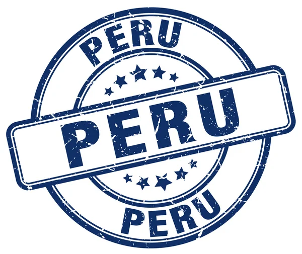 Peru modrý grunge kulaté starožitné razítko. V Peru razítko. Kulaté razítko Peru. Peruánská grungeová známka. Peru. starožitné razítko Peru. — Stockový vektor