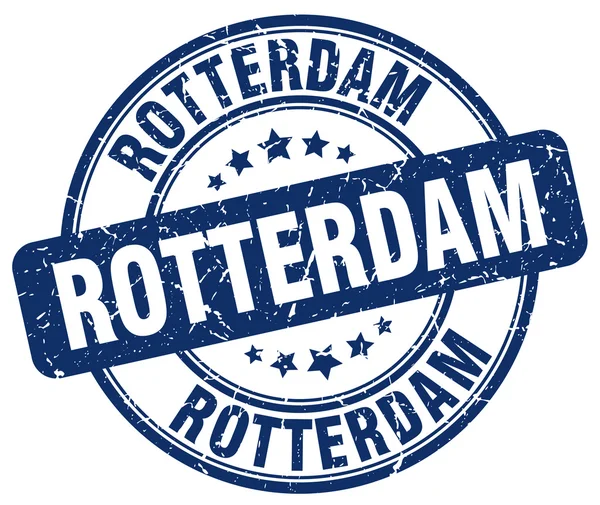 Rotterdam mavi grunge yuvarlak vintage kauçuk damga. Rotterdam damgası. Rotterdam yuvarlak damgası. Rotterdam grunge damgası. Rotterdam.Rotterdam vintage damga. — Stok Vektör