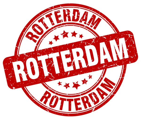 Rotterdam piros grunge kerek Vintage gumibélyegző. Rotterdam pecsét. Rotterdam kerek bélyeg. Rotterdam grunge pecsét. Rotterdam. Rotterdam Vintage bélyegző. — Stock Vector