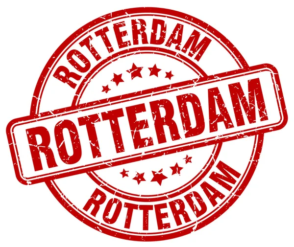 Rotterdam piros grunge kerek Vintage gumibélyegző. Rotterdam pecsét. Rotterdam kerek bélyeg. Rotterdam grunge pecsét. Rotterdam. Rotterdam Vintage bélyegző. — Stock Vector