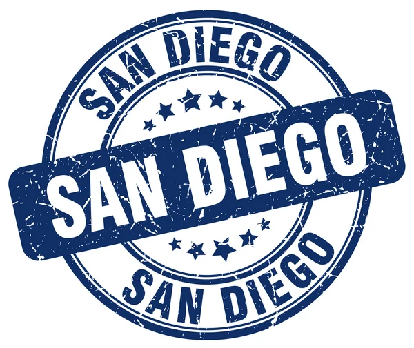 San Diego modrý grunge kulaté starožitné razítko. San Diegův otisk. V San Diegu kulaté razítko. San Diego grunge razítko. Ze San Diega.. — Stockový vektor