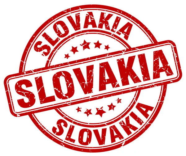 Slovensko rudé a kulaté starožitné razítko. Slovenské razítko. Slovensko kulaté razítko. Slovenské grungeové razítko. Slovensko. Slovensko značkové razítko. — Stockový vektor