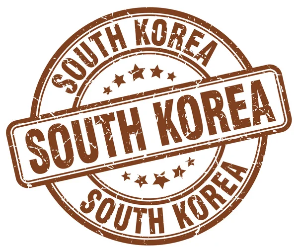Südkorea braun grunge round vintage rubber stamp.South Korea stamp.South Korea round stamp.South Korea grunge stamp.South korea.South Korea vintage stamp. — Stockvektor