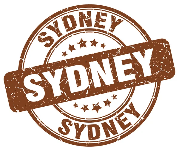 Сиднейская коричневая гравировка круглая винтажная резиновая штамп. Сиднейская гравировка круглая штамп. . — стоковый вектор