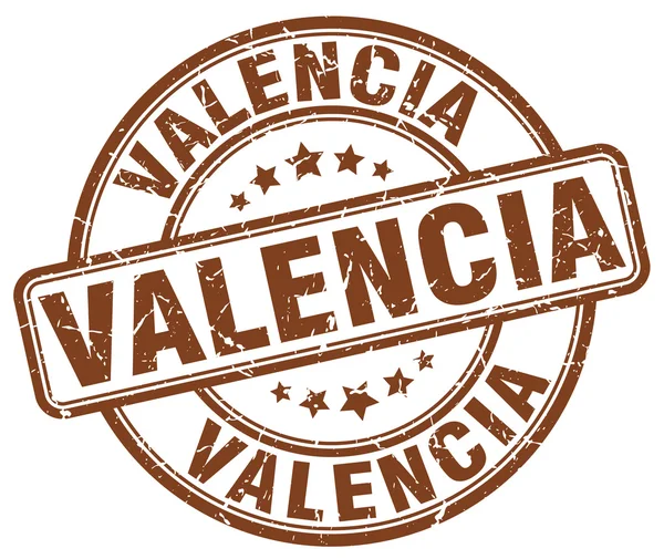 Valencia brown grunge round vintage rubber stamp.Valencia stamp.Valencia round stamp.Valencia grunge stamp.Valencia.Valencia vintage stamp. — Stock Vector