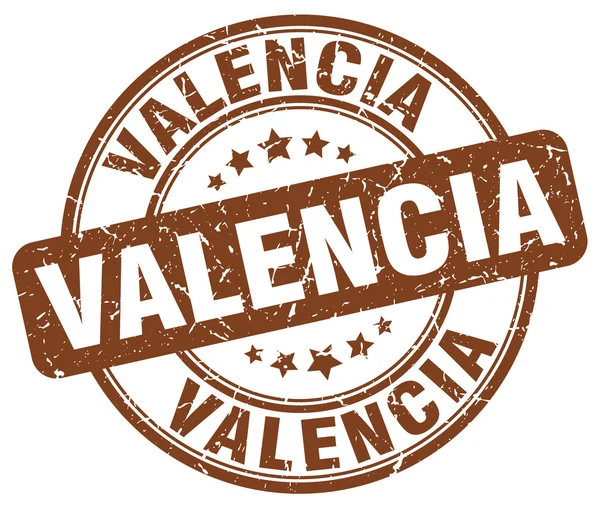 Valencia barna grunge kerek Vintage gumibélyegző. Valencia pecsét. Valencia kerek bélyeg. Valencia grunge pecsét. Valencia Vintage bélyeg. — Stock Vector