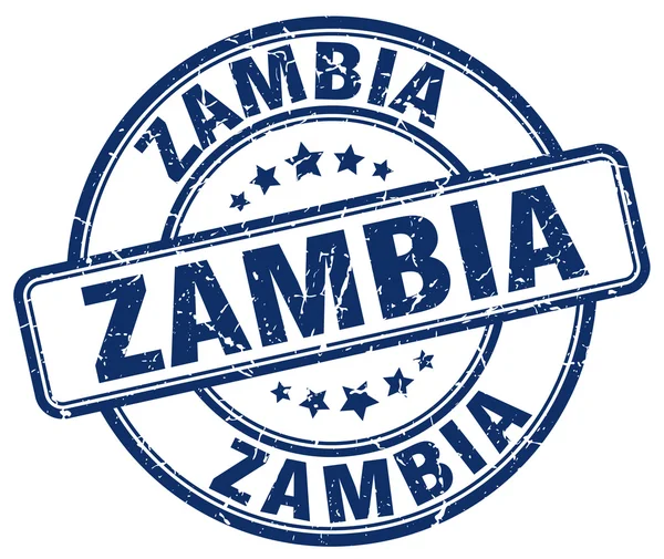 Zambie modrá grunge kulatý vinobraní gumové známky.Zambie známka.Zambie kulatá známka.Zambie grunge známka.Zambia.Zambie vintage razítko. — Stockový vektor