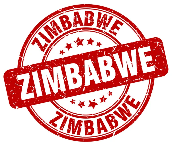 Zimbabwe grunge rosso rotondo timbro di gomma vintage. Zimbabwe timbro rotondo. Zimbabwe grunge timbro. Zimbabwe timbro vintage . — Vettoriale Stock