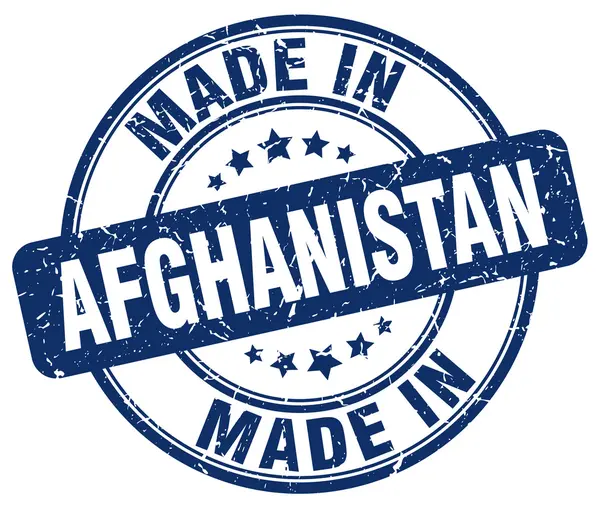 Fabriqué en Afghanistan timbre rond grunge bleu — Image vectorielle