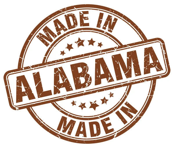 Made in Alabama brown grunge round stamp — Stock Vector