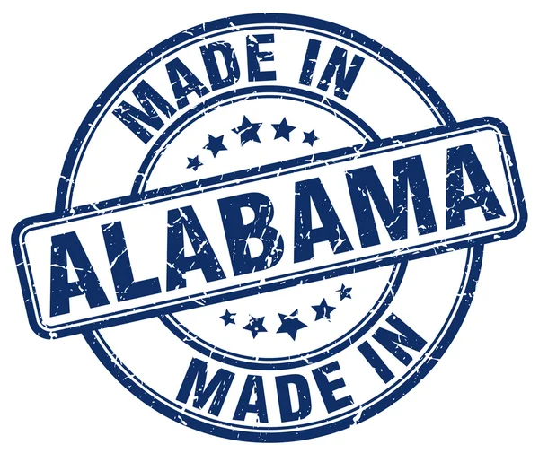 Made in Alabama blue grunge round stamp — Stock Vector