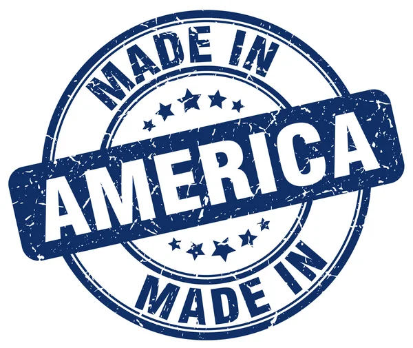 Maakte in Amerika blauw grunge ronde stempel — Stockvector