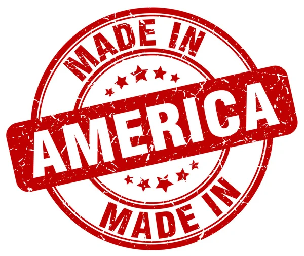 Made in America timbre rond grunge rouge — Image vectorielle