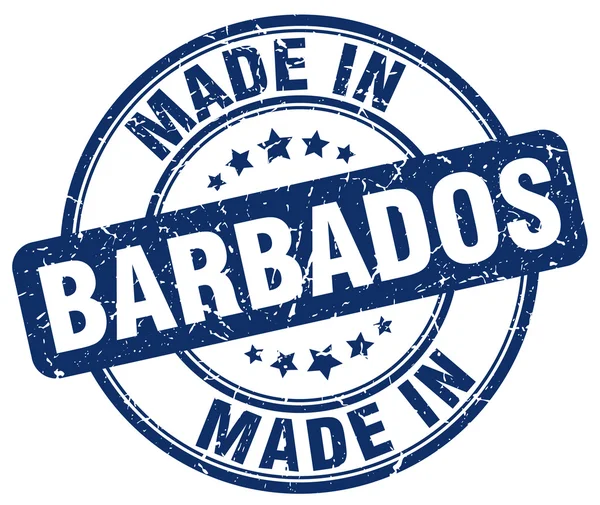 Feito em Barbados azul grunge carimbo redondo — Vetor de Stock