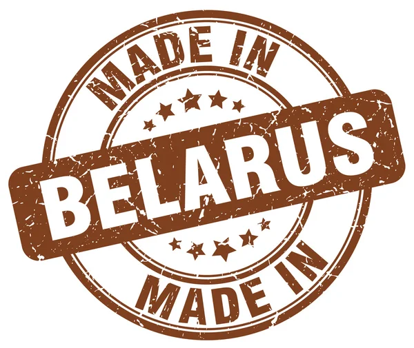 Hecho en Bielorrusia marrón grunge ronda sello — Archivo Imágenes Vectoriales