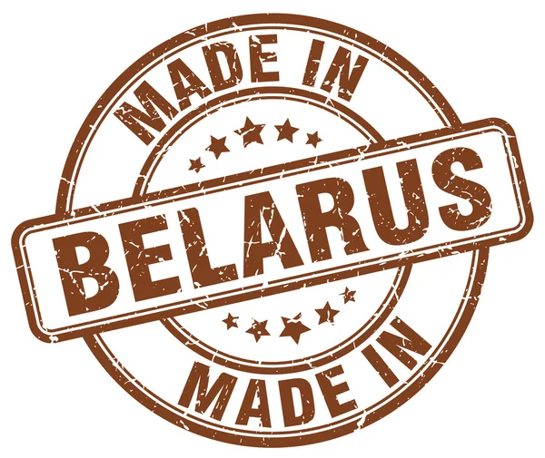 Hecho en Bielorrusia marrón grunge ronda sello — Archivo Imágenes Vectoriales
