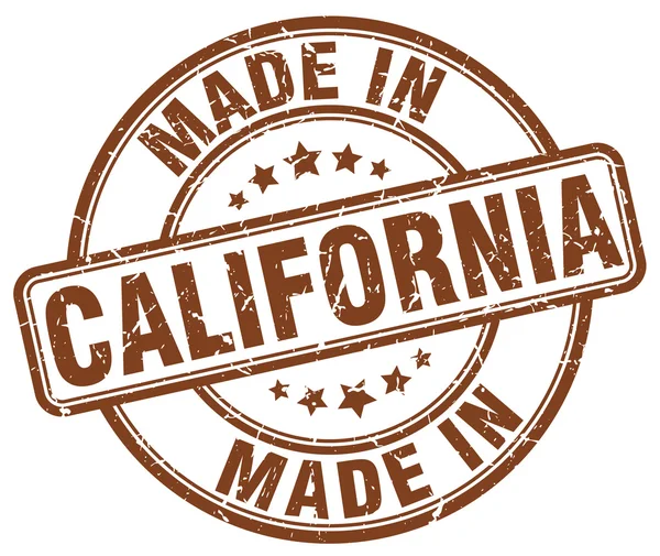 Maakte in Californië bruine grunge ronde stempel — Stockvector