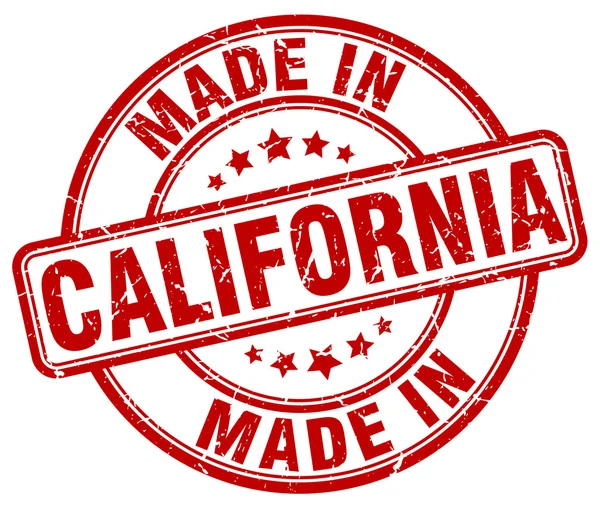 Maakte in Californië rode grunge ronde stempel — Stockvector