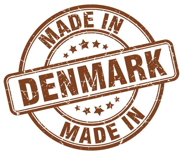 Danimarka kahverengi grunge yuvarlak yapılmış damga — Stok Vektör