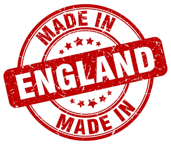 Made in England francobollo rotondo grunge rosso — Vettoriale Stock