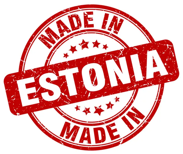 Feito na Estónia grunge vermelho carimbo redondo — Vetor de Stock