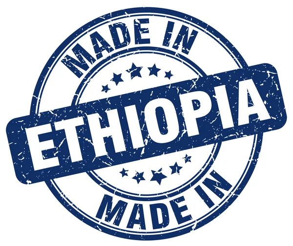 Gjort i Etiopien blå grunge rund stämpel — Stock vektor