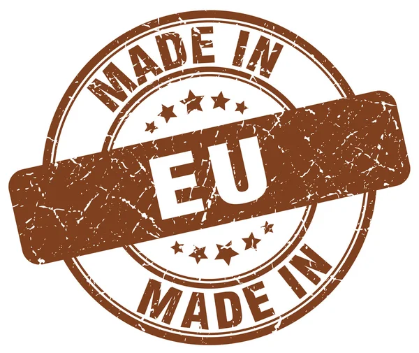 Gemaakt in eu bruin grunge ronde stempel — Stockvector