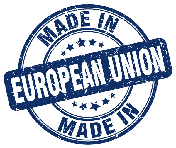 Feito em União Europeia grunge azul carimbo redondo — Vetor de Stock