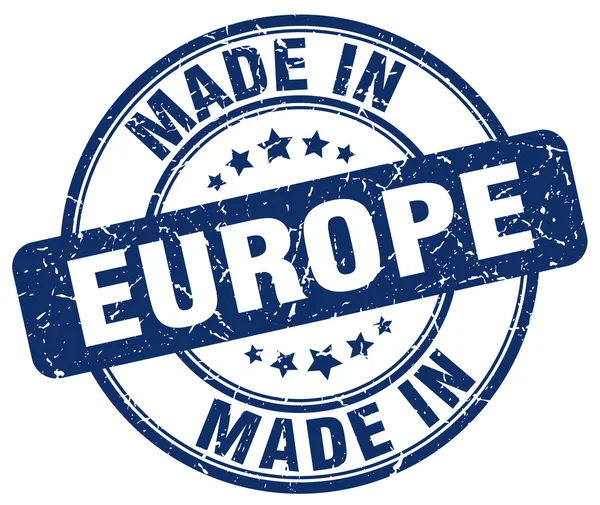 Wykonane w Europie niebieski nieczysty okrągły znaczek — Wektor stockowy