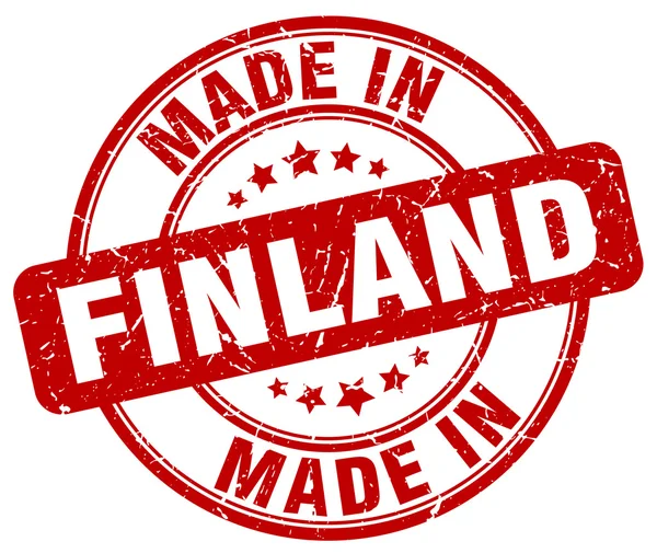 Maakte in Finland rode grunge ronde stempel — Stockvector