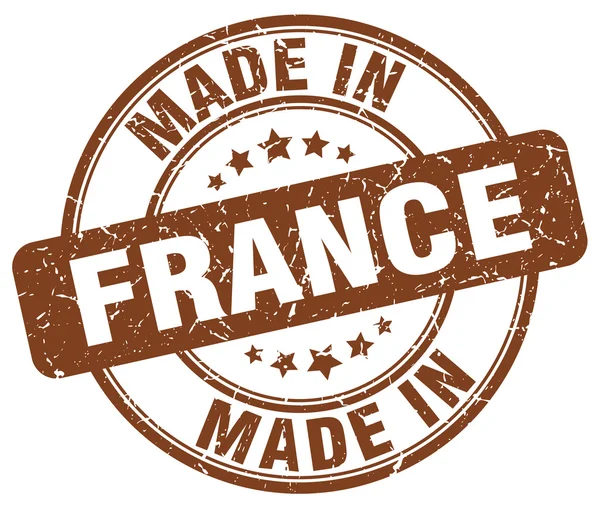 Hecho en Francia grunge marrón ronda sello — Vector de stock