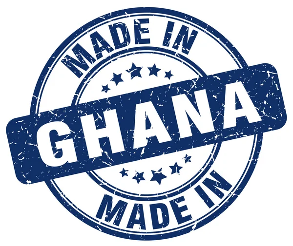 Hergestellt in ghana blue Grunge Rundstempel — Stockvektor