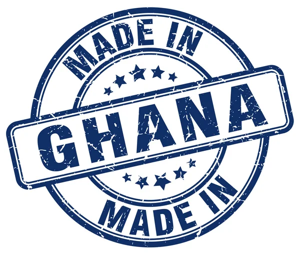 Hergestellt in ghana blue Grunge Rundstempel — Stockvektor