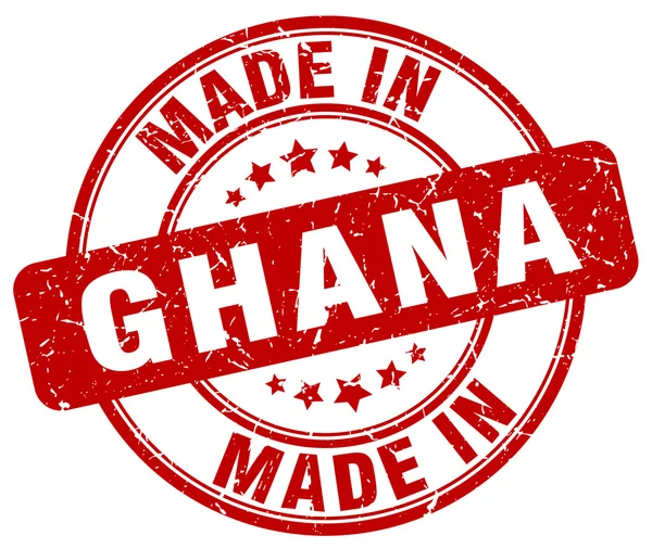 Fabriqué au Ghana timbre rond grunge rouge — Image vectorielle