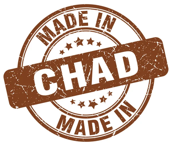 Made in Chad brown grunge round stamp — ストックベクタ