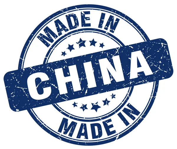 Made in China blue grunge round stamp — Wektor stockowy