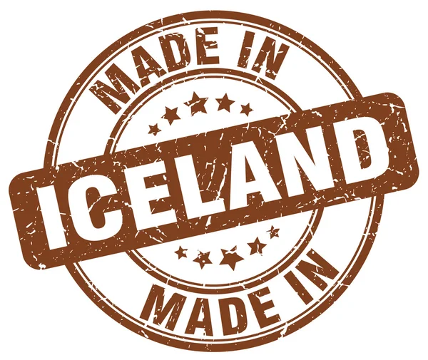 Maakte in IJsland bruin grunge ronde stempel — Stockvector