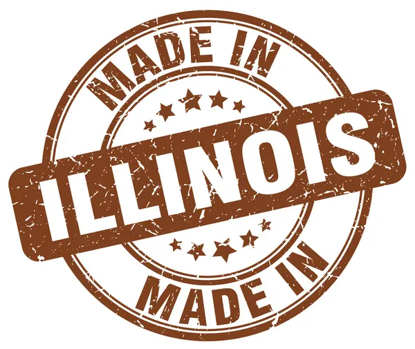 Maakte in Illinois bruin grunge ronde stempel — Stockvector