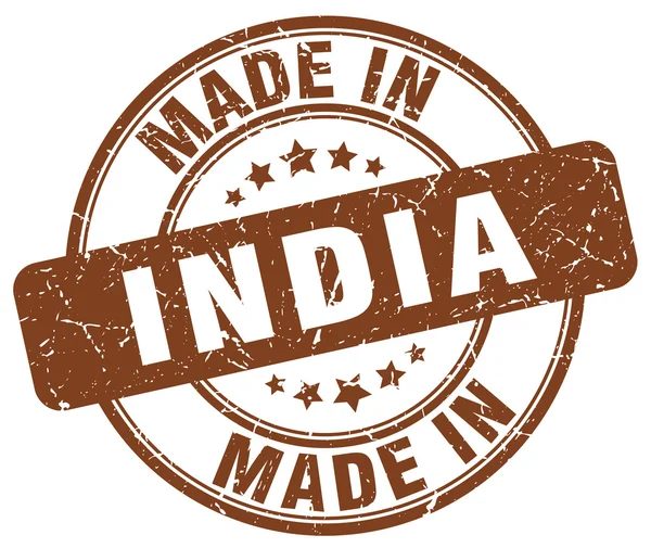 Made in India brown grunge round stamp — Stockvector