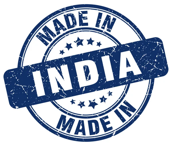 Vyrobené v Indii modré grunge kulaté razítko — Stockový vektor