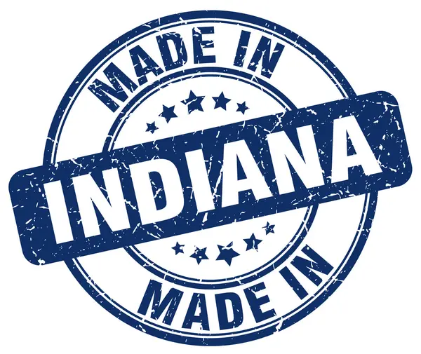 Fabriqué en Indiana bleu grunge rond timbre — Image vectorielle