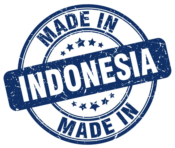 Made in Indonesia francobollo rotondo grunge blu — Vettoriale Stock